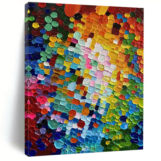 “Colorful Circular Abstraction” - Multicolor Circular Dots Abstract Painting On Canvas DKH1592