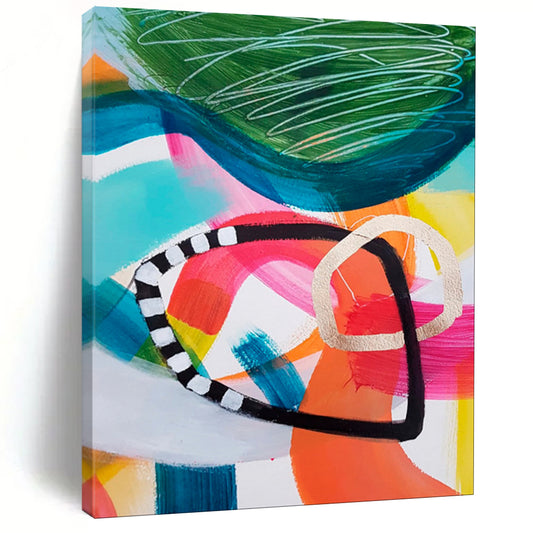 Colorful Swirls, Geometric Accents - "Swirl & Structure" - Abstract Acrylic Art CT1825