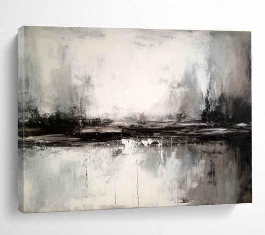 “Monochrome Misty Abstraction” Abstract Landscape Painting On Canvas DKH342
