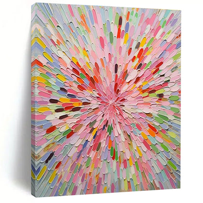 “Colorful Petals, Radial Arrangement” - “Blossom Burst”，Abstract Floral - Inspired Mixed - Media Art CT0693