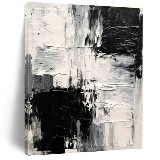Monochrome Textured Chaos - Abstract Impasto Oil CT1248