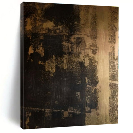 Dark Brown & Black Textured Mural - Mixed - Media Abstract On Canvas CT1295