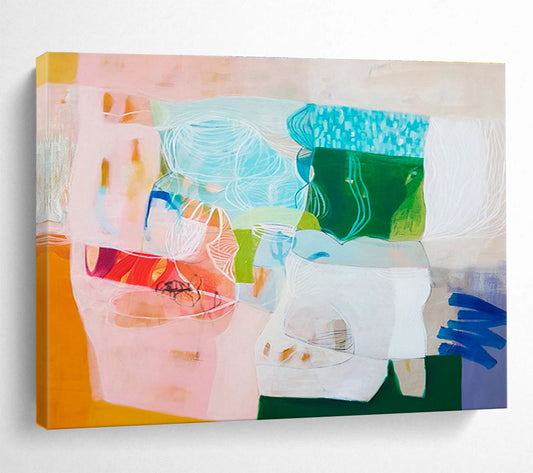 Colorful Abstract Collage - Mixed Shapes and Textures Painting On Canvas DKH054
