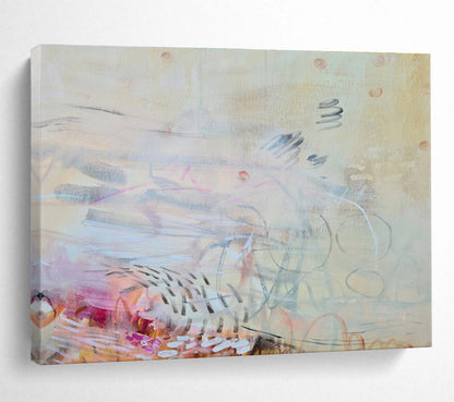 Subtle Abstract on Beige - Delicate Marks and Soft Transitions Painting On Canvas DKH066