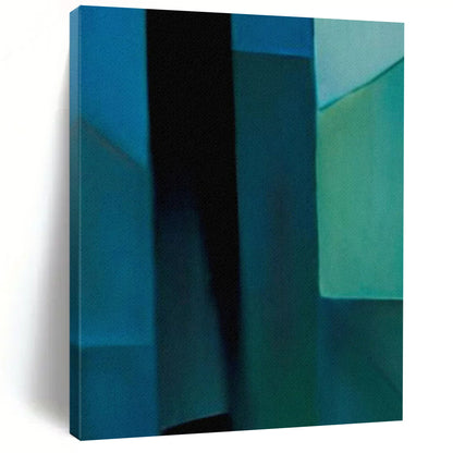 Blue - Toned Geometric Segments - Abstract Geometry - Focused Painting On Canvas CT2256