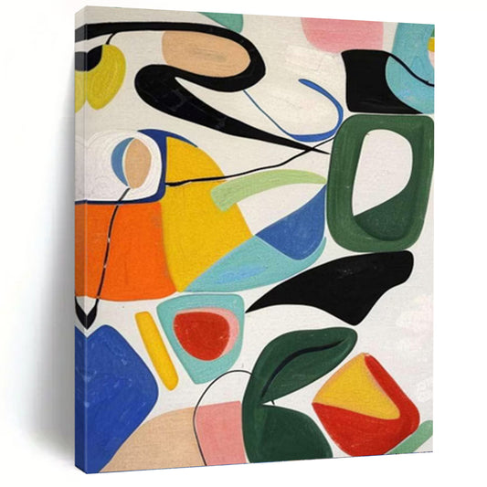“Colorful Abstract Playground” - Multicolor Shapes & Lines Painting On Canvas DKH1186