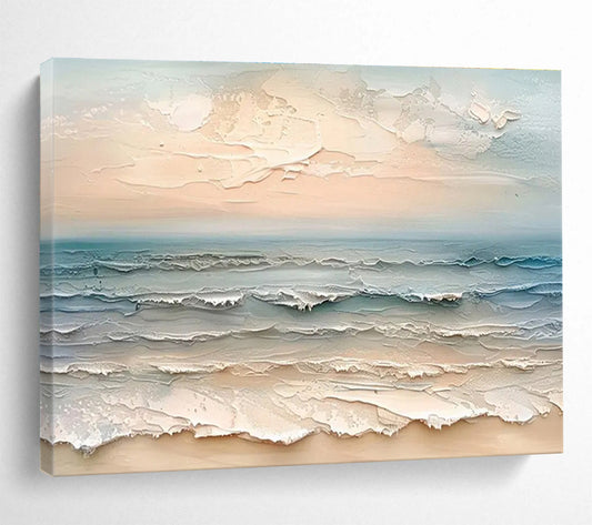 “Textured Pastel Sea and Sky” - 3D - Like Seascape Painting On Canvas DKH795