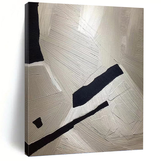 White & Black Textures - Abstract Textured Painting On Canvas DKH1241