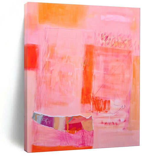 “Coral Cuts” - Abstract Color - Blocked Canvas Art on Canvas CT1868