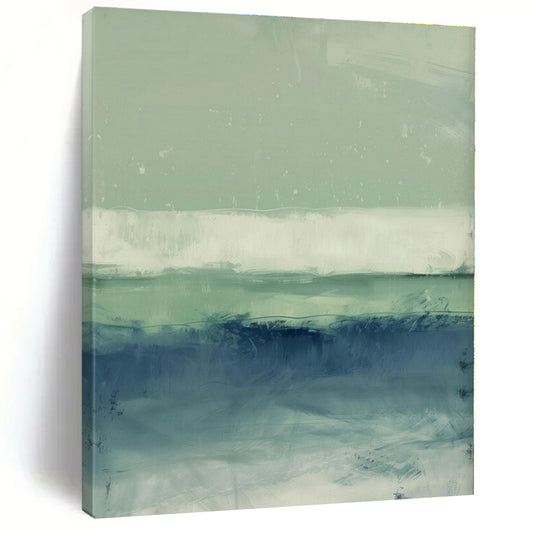 Green - White - Blue Layered Landscape - Abstract Landscape Acrylic Painting CT1378