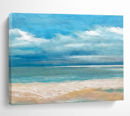 Tranquil Beach Scene - Impressionistic Seascape Painting On Canvas DKH638