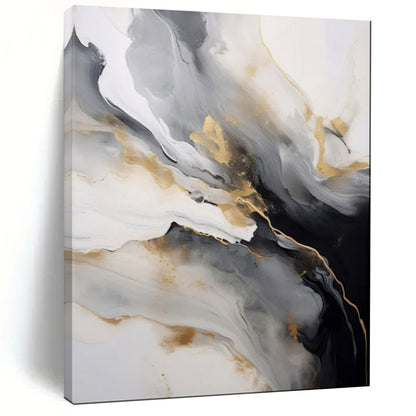 “Elegant Gold Streams” – Abstract Fluid Acrylic Creation CT2066
