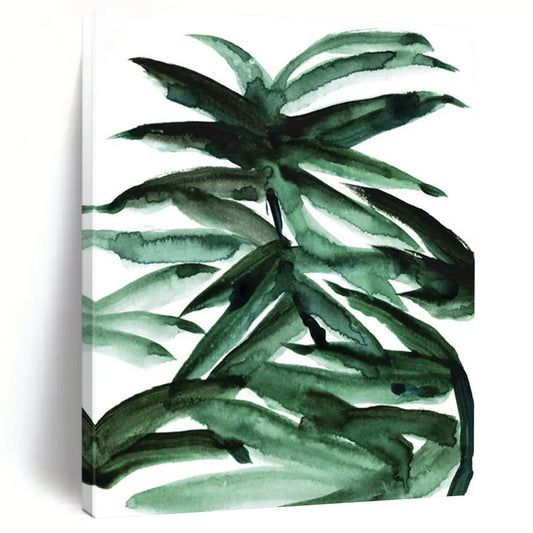 “Vibrant Green Palm Leaves” - Green Watercolor Painting On Canvas DTP243