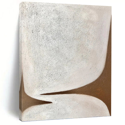 “Minimalist Shapes” - White & Brown Textured Abstract Painting On Canvas DKH1179