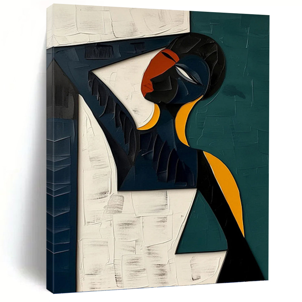 Cubist - Style Figure in Bold Colors - Figurative Painting On Canvas DKH1466