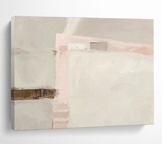 “Soft Pink - White Minimalist” Abstract Acrylic Painting On Canvas DKH432