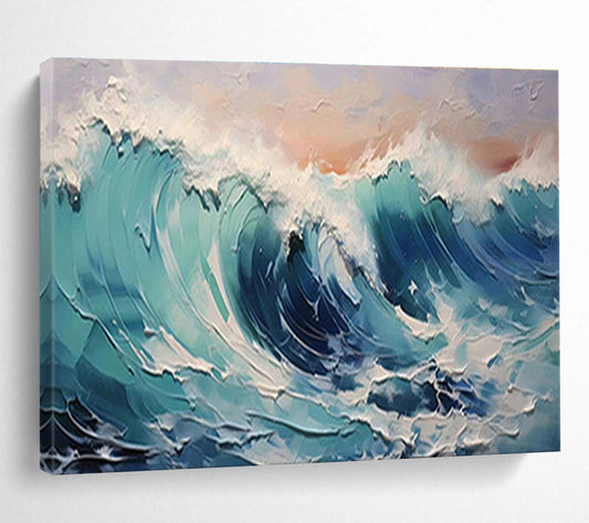 Impasto Ocean Waves at Sunset Painting On Canvas DKH679