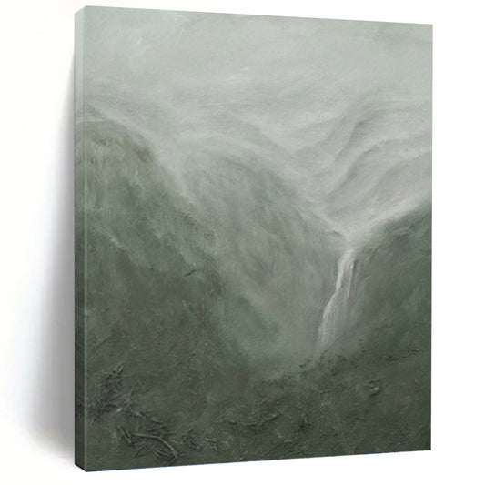 Misty Mountain Landscape in Green and Gray - Landscape Painting On Canvas DKH1490