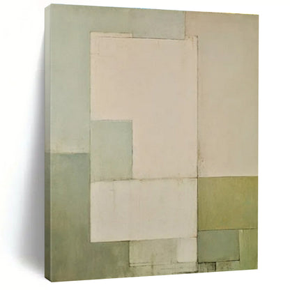 Soft Greens & Neutrals, Geometric Blocks - "Gentle Geometry" - Abstract Acrylic Painting CT1444
