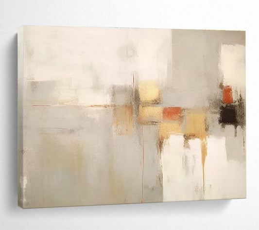 “Neutral Tones: Subtle Geometry” Minimalist Abstract Painting On Canvas DKH348