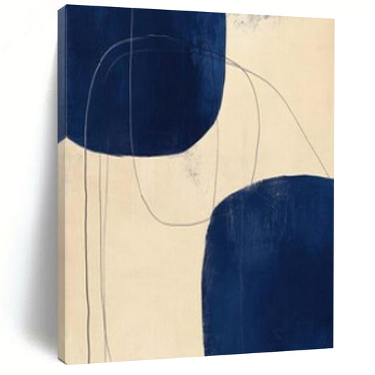 “Deep Blue Shapes with Graceful Lines” – Abstract Minimalist Painting CT1062