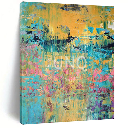“Colorful Abstract Textured Art” – Impasto Oil Painting On Canvas CT2167