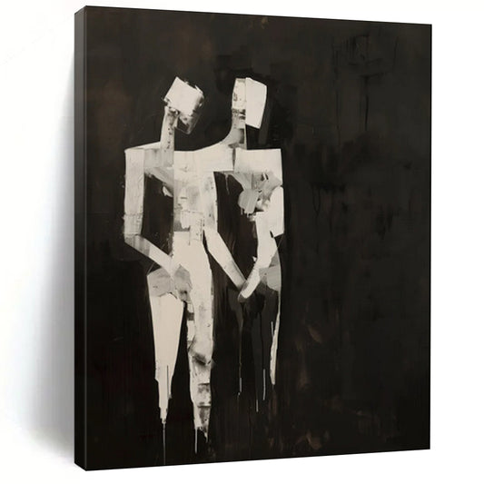 “Black and White Abstract Figures” - Cubist - Inspired Acrylic Art CT1934