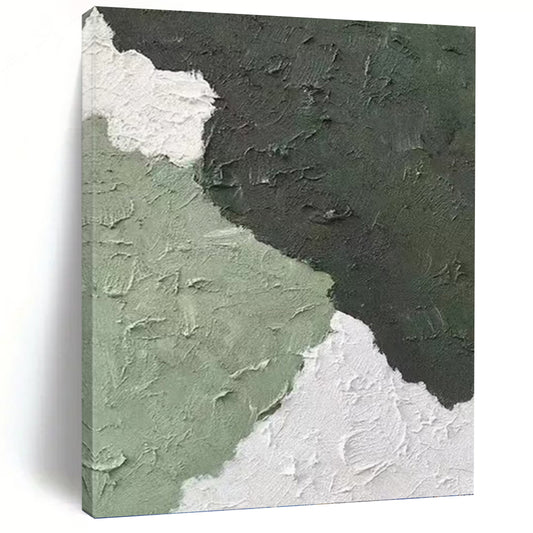 Green and White Textured Abstract - Abstract Painting On Canvas DKH1326