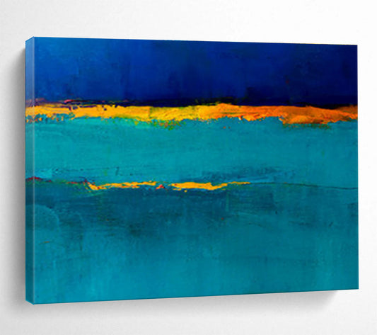 “Blue & Orange Abstract Bands” Abstract Color - Field Painting On Canvas DKH396