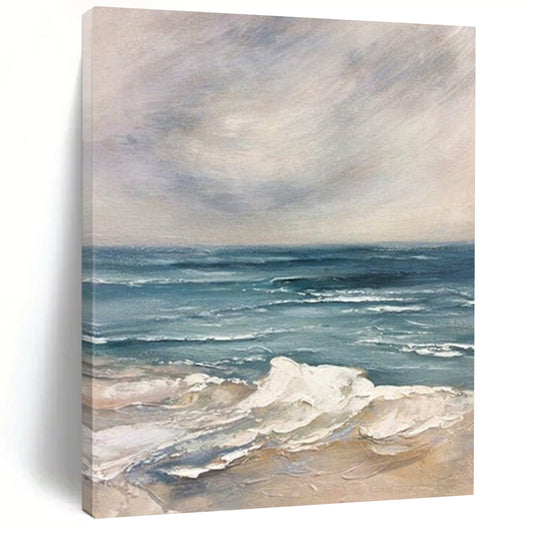 “Serene Seaside View” - Impressionist Landscape Painting On Canvas DTP048