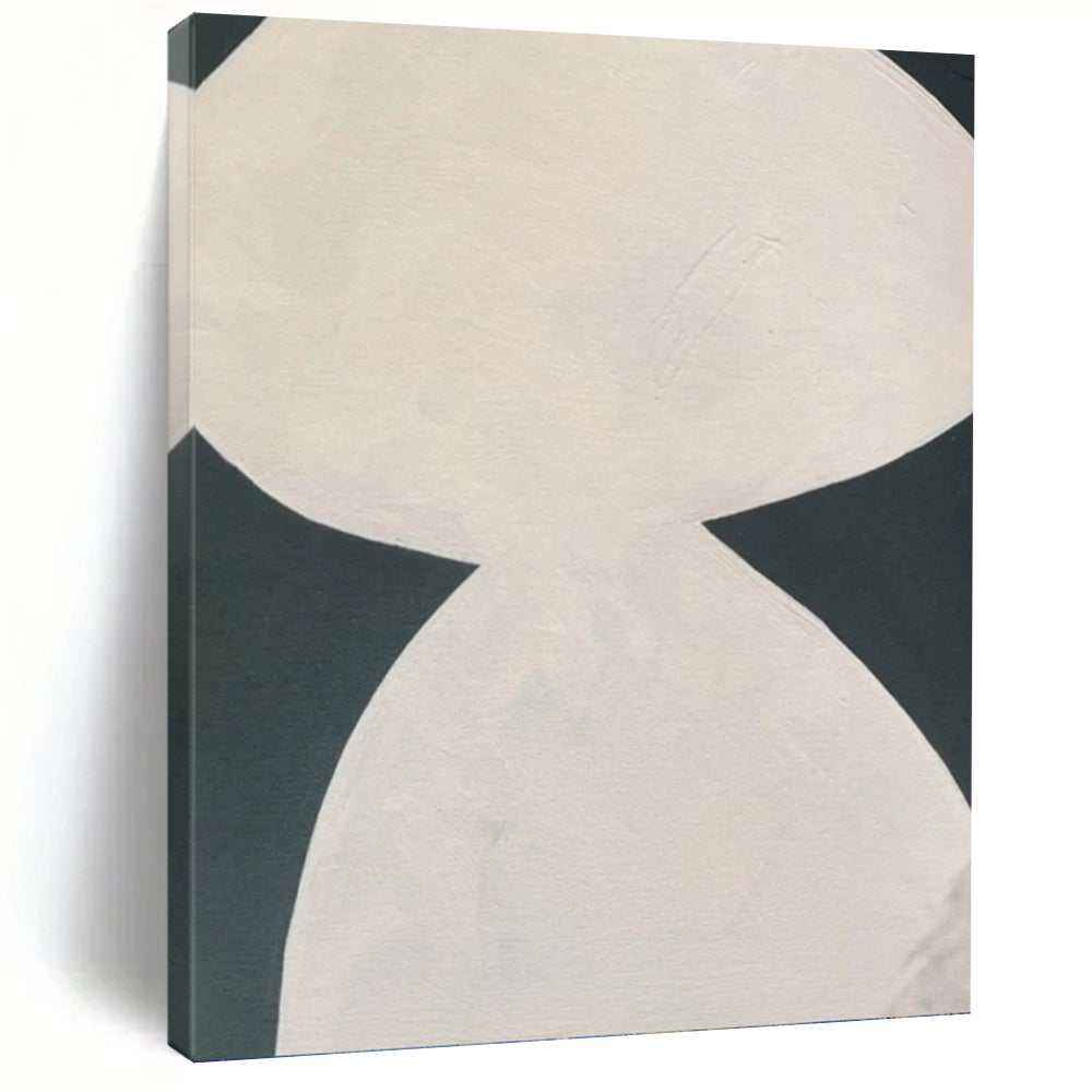 “White Hourglass - like Shape on Dark Background” - Minimalist Abstract Painting On Canvas DKH1081