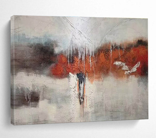 Abstract Landscape with Dripping Paint Painting On Canvas DKH299