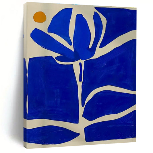 “Graphic Blue - Orange Floral” ，Abstract Botanical Art CT0872