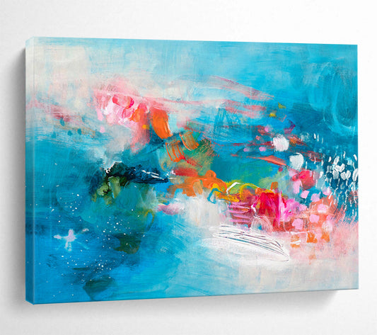 Vibrant Blue Abstract Wave - Dynamic Colors and Flowing Forms Painting On Canvas DKH032