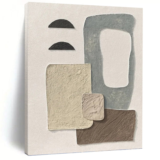“Neutral - Toned Collage Abstract - Textured Stories” Painting On Canvas DKH1135