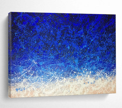 “Blue Splatter Night Sky” - Evocative Abstract Painting On Canvas DKH844