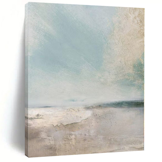 “Soft Blue - Beige Abstract Seascape” – Abstract Landscape Painting CT1158