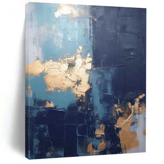 “Blue - Gold Textured Abstraction” - Textured Abstract Painting On Canvas DTP130