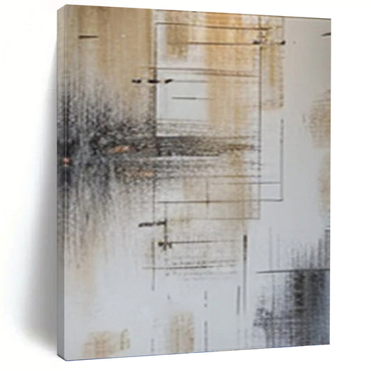 “Brown, Gray & Black Line - Driven Abstract” Painting On Canvas DKH0979