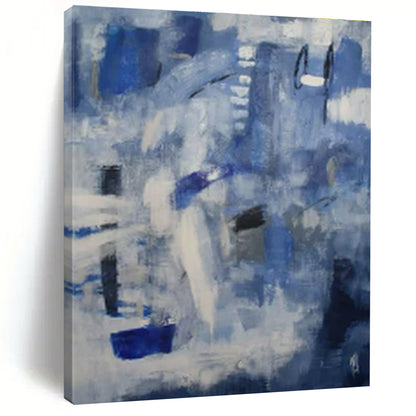 Blue - Grey Abstract Layers - Abstract Layered Acrylic Painting CT1419