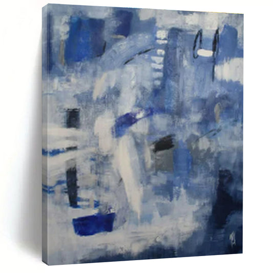 Blue - Grey Abstract Layers - Abstract Layered Acrylic Painting CT1419