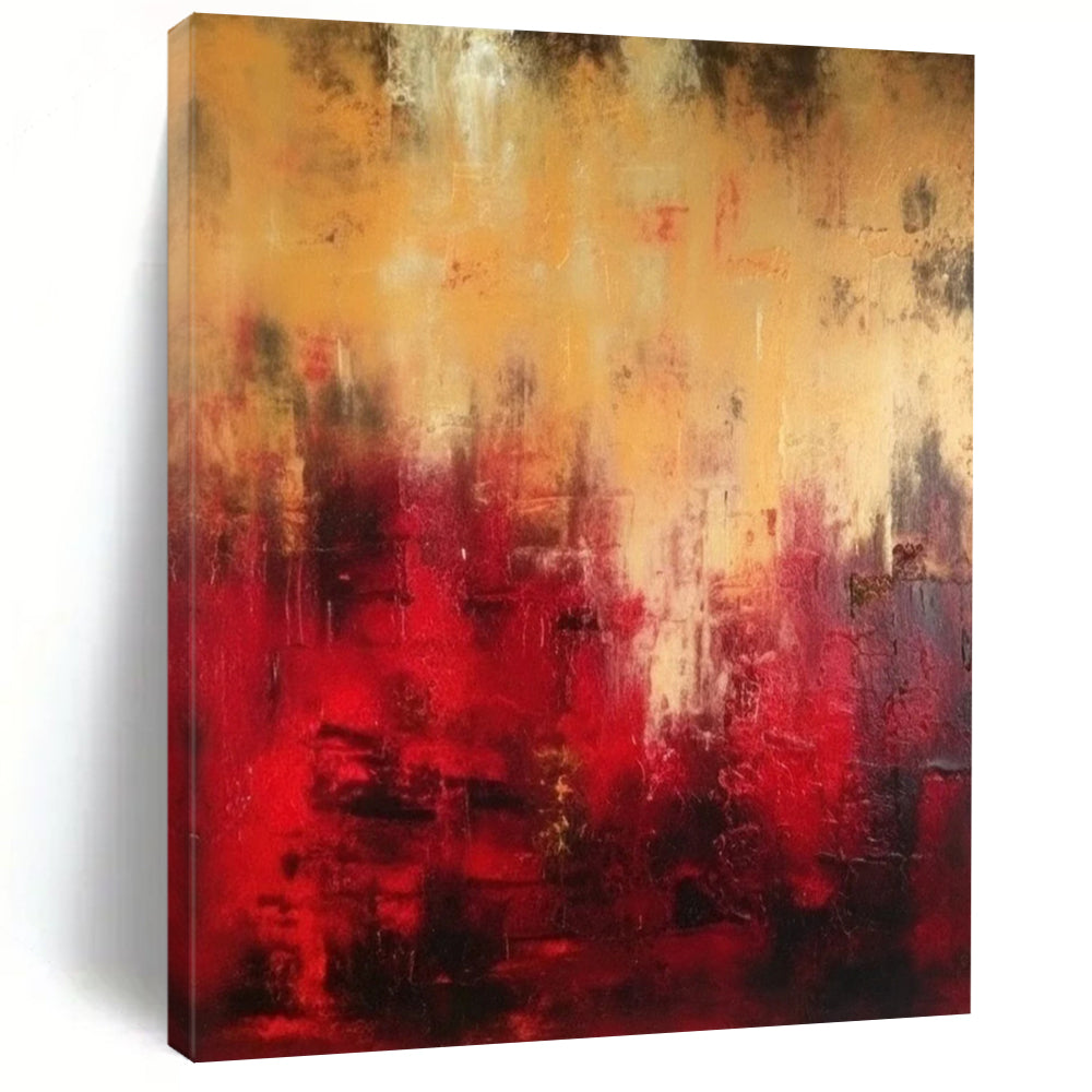 “Red - Gold Abstract Intensity” - Abstract Expressionist Painting On Canvas DTP073