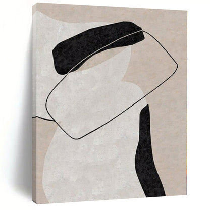 “Black - White - Beige Geometric Interplay” – Geometric Abstract Painting CT1141