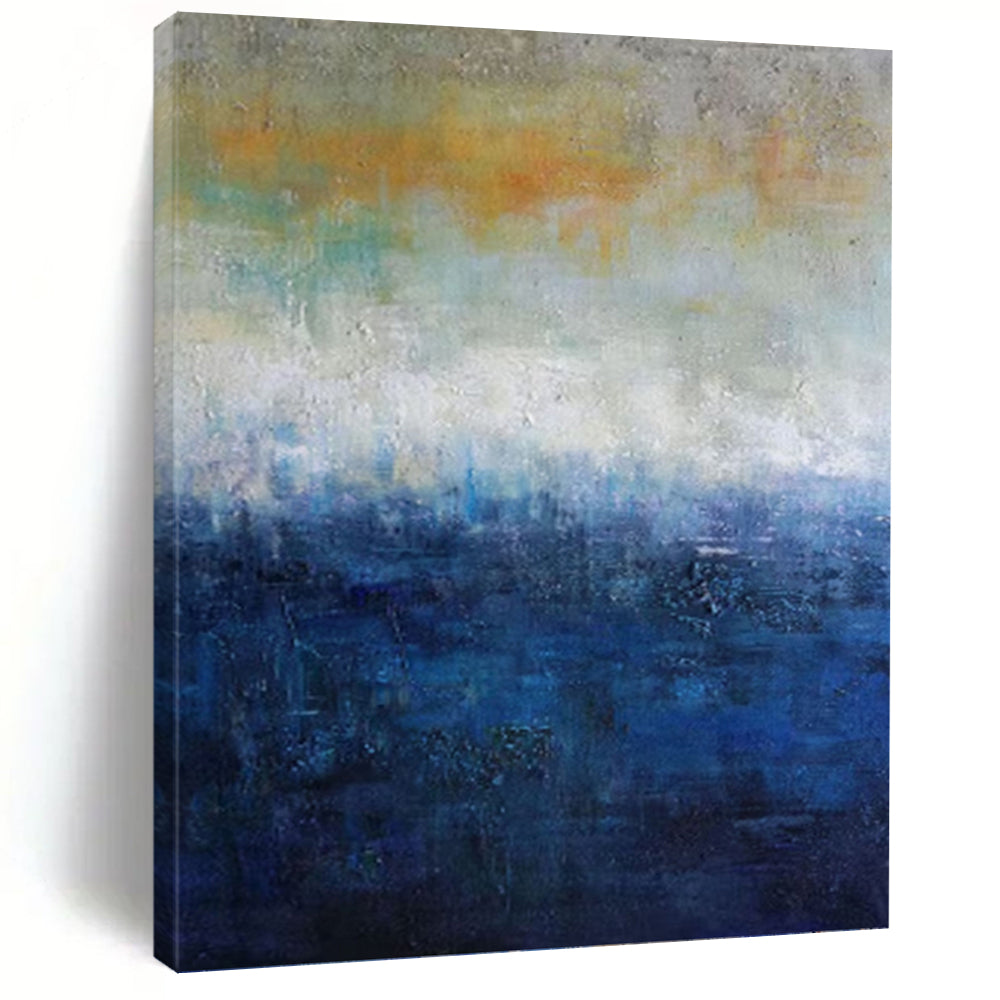 “Gradient Horizons” - Blue and Orange Gradient Abstract Painting On Canvas DKH1559