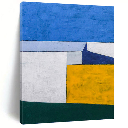 “Color - Blocked Geometric Abstract” - Minimalist Abstract Painting On Canvas DKH1095