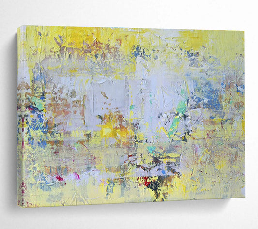 Bright Textured Abstract in Yellow and Pastels Painting On Canvas DKH194