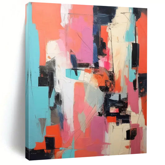 “Colorful Cubist Abstraction” - Cubist - Inspired Abstract Painting On Canvas DTP127