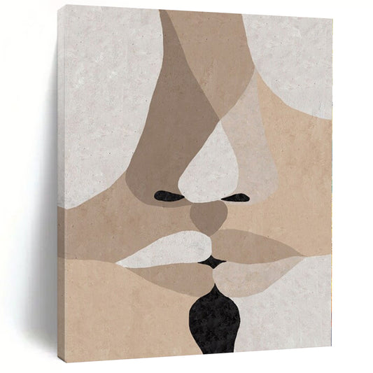 “Beige - Brown - Black Abstract Faces” – Geometric Portrait Art CT1157