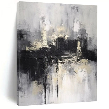 “Monochrome City Abstract” ，Abstract Cityscape Acrylic Painting CT0919