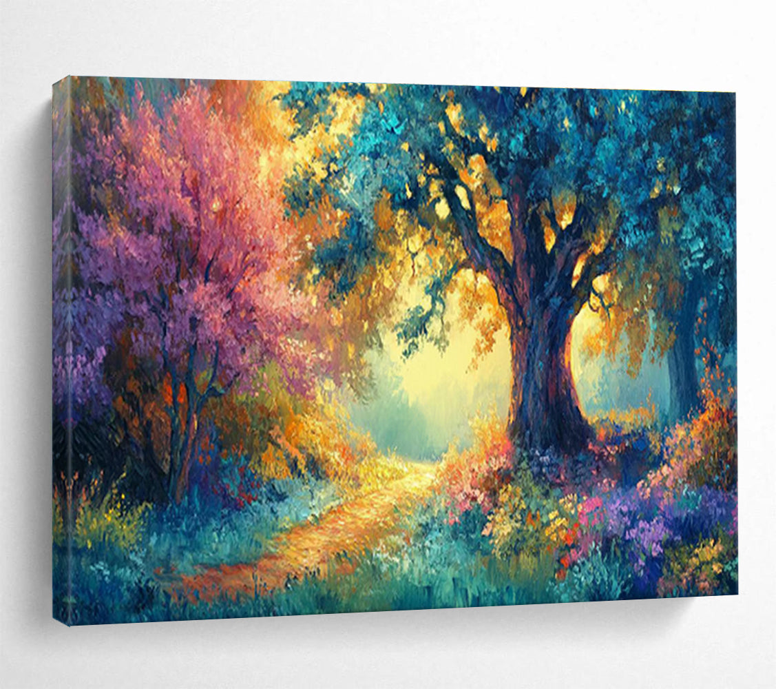 “Enchanted Forest Path” - Colorful, Vibrant Landscape Fantasy Painting On Canvas DKH697